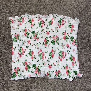 Frill Shirred Trim Cropped Tube Top